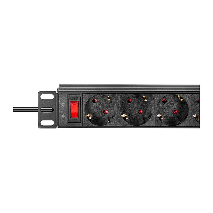LogiLink Regleta de 4 tomas con interruptor, 10 pulgadas, 2m