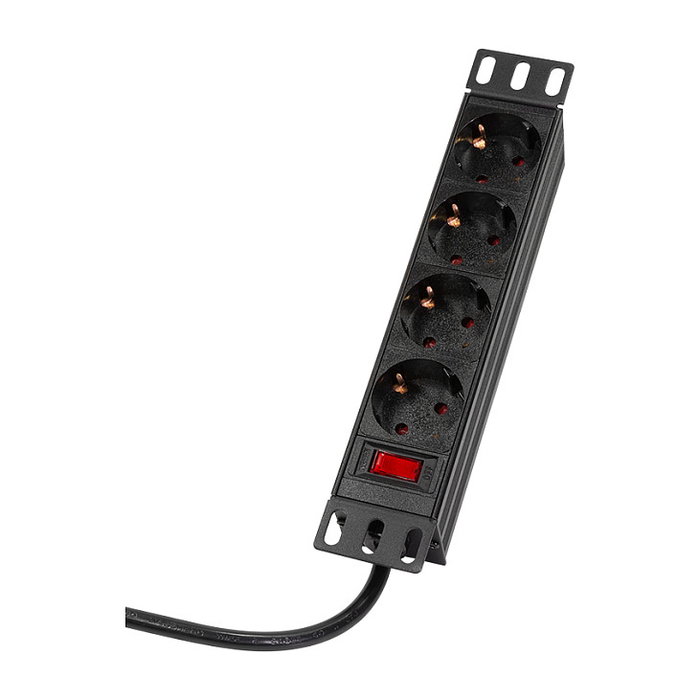 LogiLink Regleta de 4 tomas con interruptor, 10 pulgadas, 2m