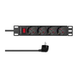 LogiLink Regleta de 4 tomas con interruptor, 10 pulgadas, 2m