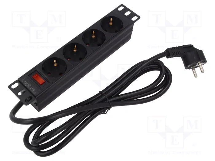 LOGILINK PDU4B01 Regleta de alimentación 4 tomas Schuko, 2m, negro LOGILINK PDU4B01 Regleta de alimentación 4 tomas Schuko, 2m, negro