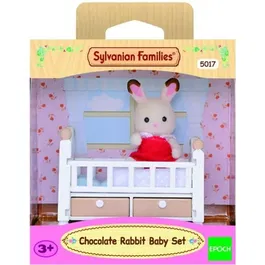 Sylvanian Families 5017 Cama de conejo bebé de chocolate con accesorios, juego de habitación