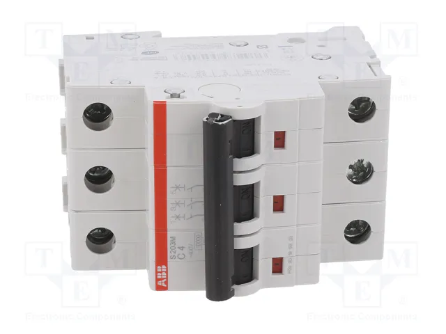 ABB S200M-C4 Interruptor magnetotérmico 3 polos 4A ABB S200M-C4 Interruptor magnetotérmico 3 polos 4A
