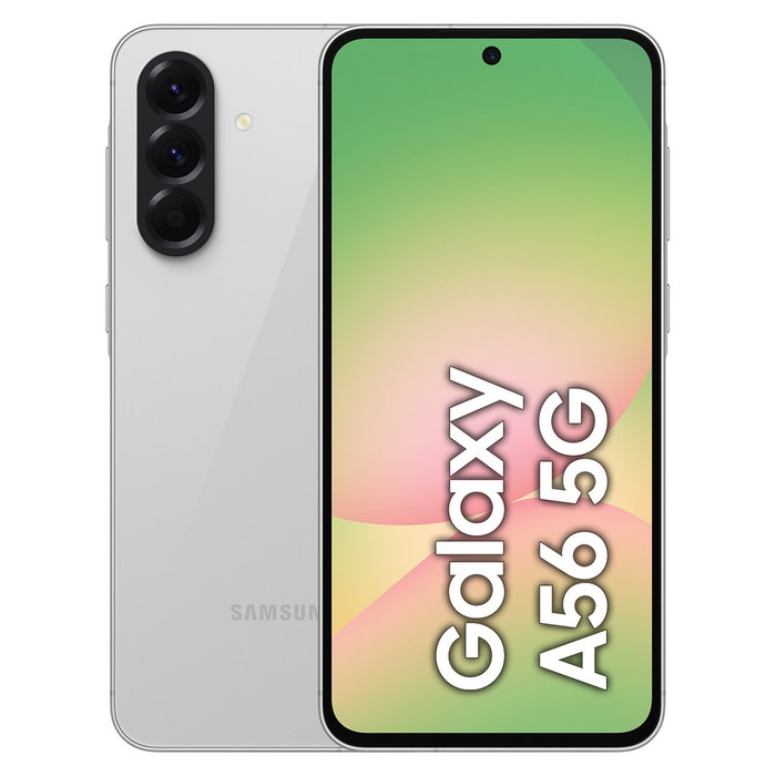 Samsung Galaxy A56 5G Smartphone 256GB 8GB RAM Gris Claro, Pantalla Super AMOLED 6.7 pulgadas 120Hz, Cámara Cuádruple 50MP, Android 15, Batería 5000mAh, Resistente IP67 Samsung Galaxy A56 5G Smartphone 256GB 8GB RAM Gris Claro, Pantalla Super AMOLED 6.7 pulgadas 120Hz, Cámara Cuádruple 50MP, Android 15, Batería 5000mAh, Resistente IP67