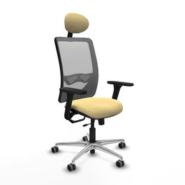 PIQUERAS Y CRESPO Silla de oficina Zulema con mecanismo Sincro/Traslack, Crema y Gris