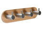 DKD Home Decor Perchero Básico Natural y Plateado Bambú e Inox 4.5 x 3.2 x 18 cm (4 Unidades)