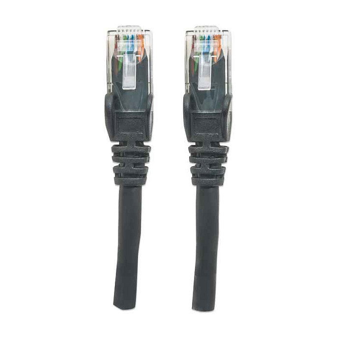 Intellinet Patchkabel RJ45 U/UTP Cat6 0.50m Negro, Hebelschutz, CCA 24AWG, Contactos Dorados, Certificado EIA/TIA