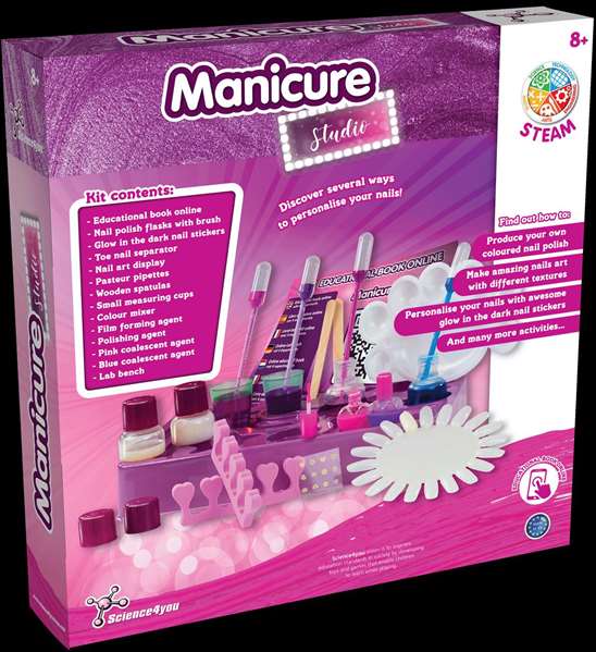Science for you Juego Studio de Manicura para Crear Esmaltes y Personalizar Uñas con Pegatinas, 29x30x6 cm