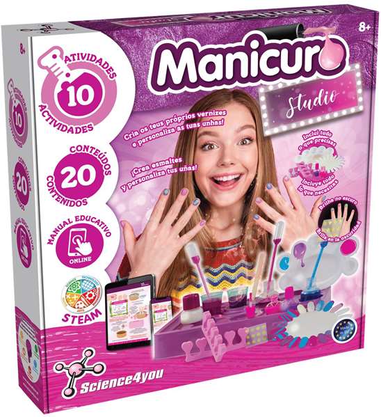 Science for you Juego Studio de Manicura para Crear Esmaltes y Personalizar Uñas con Pegatinas, 29x30x6 cm
