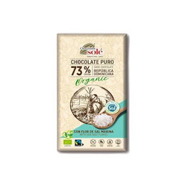 Chocolates Sole Chocolate Negro 73% Cacao con Flor de Sal 100g Ecológico y Sin Gluten