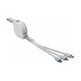 DeLOCK Cable USB 3 en 1 Enrollable Lightning™, Micro USB y USB Tipo-C™ Blanco/Plata