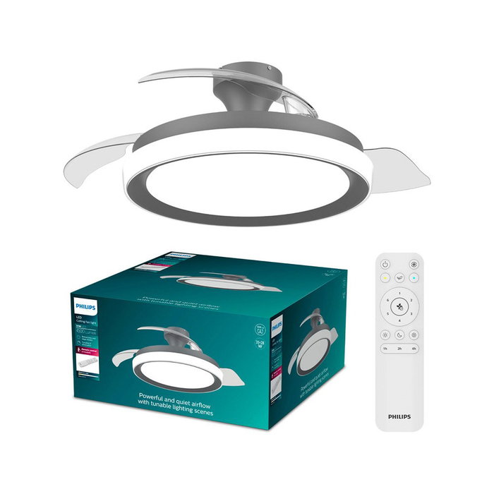 Philips Bliss Ventilador de techo con aspas retráctiles LED 3 velocidades DC 28W + 35W Negro 106 cm