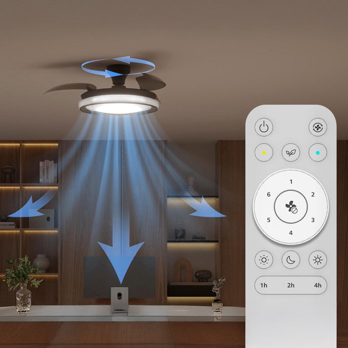 Philips Bliss Ventilador de techo con aspas retráctiles LED 3 velocidades DC 28W + 35W Negro 106 cm