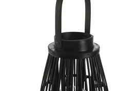 DKD Home Decor Portavela Colonial Negro Ratan y Cristal 25 x 46 x 25 cm (4 Unidades)