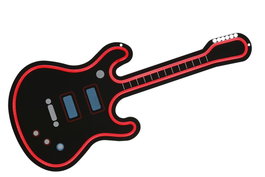 DKD Home Decor Decoración Luminosa LED Neón Guitarra de Pared, Acrílico, Negro/Rojo, 1.5 x 63 x 28 cm (2 Unidades)