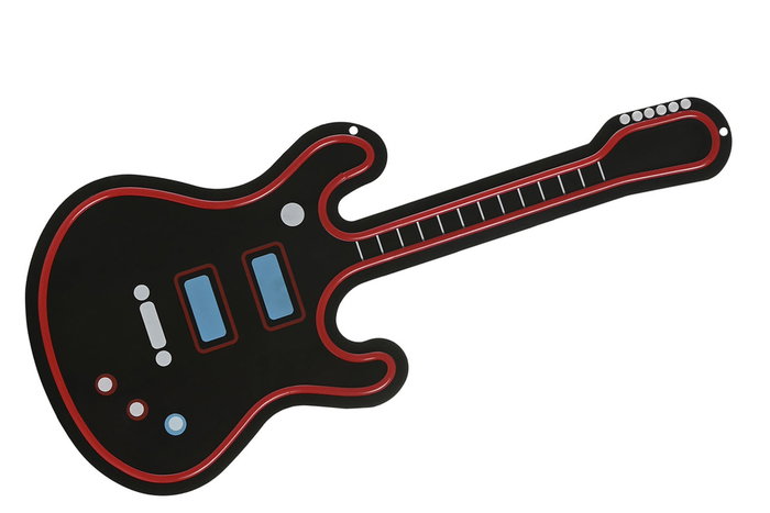 DKD Home Decor Decoración Luminosa LED Neón Guitarra de Pared, Acrílico, Negro/Rojo, 1.5 x 63 x 28 cm (2 Unidades)