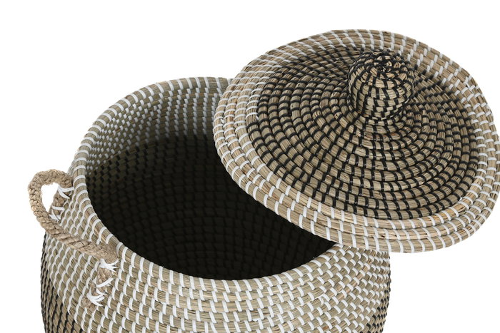 DKD Home Decor Set de 2 Cestas Seagrass Blanco TAMKY