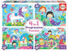 Educa Puzzles Progresivos 20-40-60-80 Piezas Mundo de Fantasía