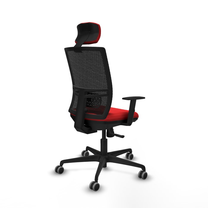 PIQUERAS Y CRESPO Silla de oficina Yunquera con mecanismo Sincro, Rojo y Negro