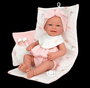 Muñecas Arias Muñeca Elegance Zoe, 42 cm, Rosa con Cambiador y Babero, Cuerpo de Vinilo para Niña
