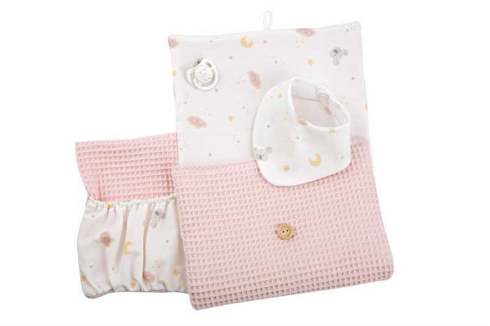 Muñecas Arias Muñeca Elegance Zoe, 42 cm, Rosa con Cambiador y Babero, Cuerpo de Vinilo para Niña