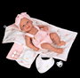 Muñecas Arias Muñeca Elegance Zoe, 42 cm, Rosa con Cambiador y Babero, Cuerpo de Vinilo para Niña