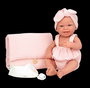 Muñecas Arias Muñeca Elegance Zoe, 42 cm, Rosa con Cambiador y Babero, Cuerpo de Vinilo para Niña