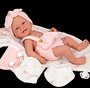 Muñecas Arias Muñeca Elegance Zoe, 42 cm, Rosa con Cambiador y Babero, Cuerpo de Vinilo para Niña