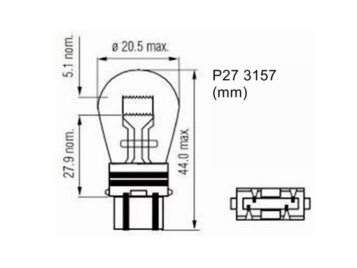 M-Tech Lámpara W2.5x16Q 12 V P27-7 W - 3157 Clear | 10 Unidades