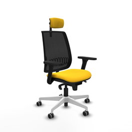 PIQUERAS Y CRESPO Alares Silla de Oficina Sincro Malla Negra y Asiento Similpiel Amarillo