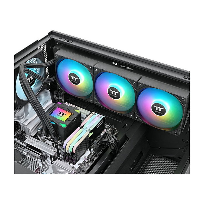 Thermaltake TH360 ARGB Sync Refrigeración Líquida AIO CPU - 360mm, Ventiladores de 120mm ARGB, Compatible Intel/AMD, Negro - CLW459PL12SWA Thermaltake TH360 ARGB Sync Refrigeración Líquida AIO CPU - 360mm, Ventiladores de 120mm ARGB, Compatible Intel/AMD, Negro - CLW459PL12SWA