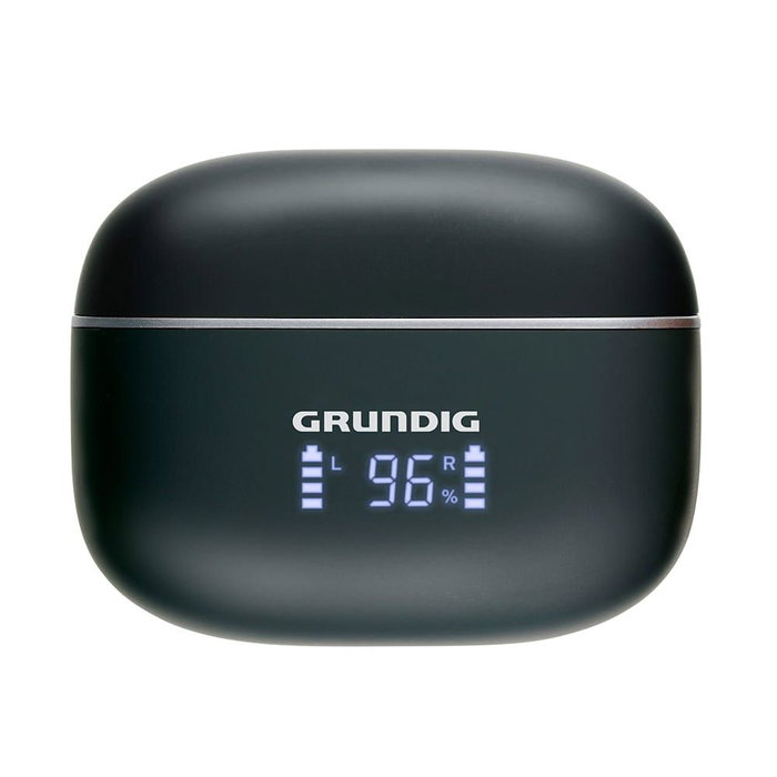 Grundig Earphone Auriculares Inalámbricos Bluetooth con Estuche Negro con Pantalla LED y Cancelación de Ruido