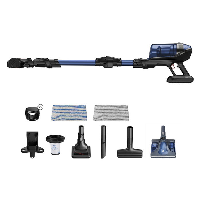 Rowenta RH98C0WO Aspiradora Escoba 2 en 1 Sin Bolsa Aqua (Azul/Gris) 0.9L Seca y Húmeda Potencia 320W Batería 25.2V