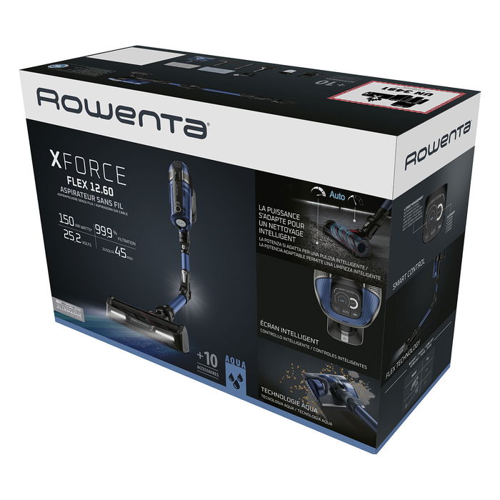 Rowenta RH98C0WO Aspiradora Escoba 2 en 1 Sin Bolsa Aqua (Azul/Gris) 0.9L Seca y Húmeda Potencia 320W Batería 25.2V