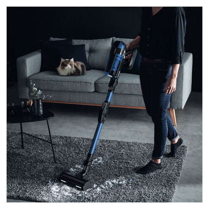 Rowenta RH98C0WO Aspiradora Escoba 2 en 1 Sin Bolsa Aqua (Azul/Gris) 0.9L Seca y Húmeda Potencia 320W Batería 25.2V