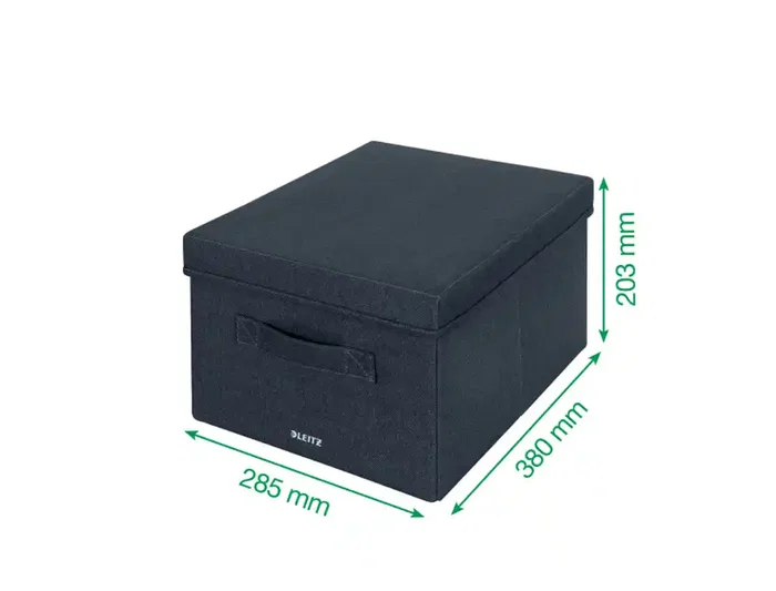 Leitz Caja de Almacenamiento Plegable con Tapa, Tela Gris Terciopelo, Tamaño M, 285x203x380 mm