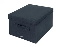 Leitz Caja de Almacenamiento Plegable con Tapa, Tela Gris Terciopelo, Tamaño M, 285x203x380 mm