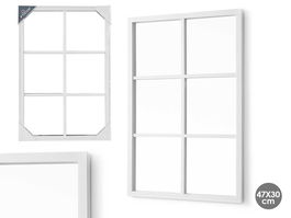 Giftdecor Espejo Rectangular 6 Cuadrados Blanco 71x49 cm (Set de 6)