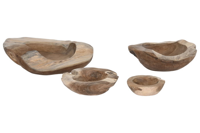 DKD Home Decor Indonesia 1c24 Centro Mesa Natural Teca Set de 4 Piezas 50 x 50 x 12 cm