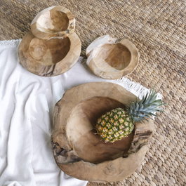 DKD Home Decor Indonesia 1c24 Centro Mesa Natural Teca Set de 4 Piezas 50 x 50 x 12 cm
