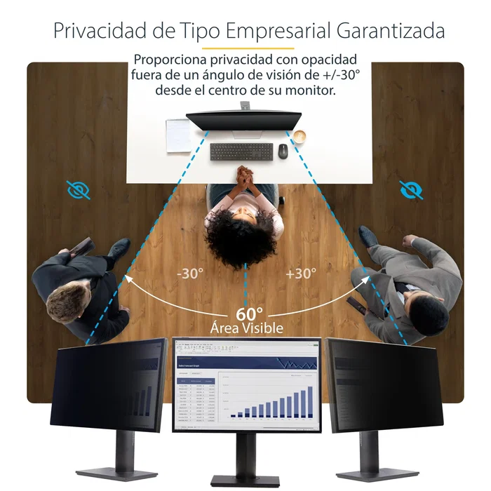 StarTech Filtro de Privacidad 24" 16:10 Colgante para Monitor - 2461A-PRIVACY-SCREEN - Protección Visual, Reductor de Luz Azul, Antihuellas, Universal
