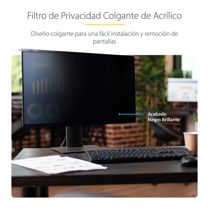 StarTech Filtro de Privacidad 24" 16:10 Colgante para Monitor - 2461A-PRIVACY-SCREEN - Protección Visual, Reductor de Luz Azul, Antihuellas, Universal
