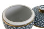 DKD Home Decor Tibor de Porcelana Azul y Dorado 18,5x18,5x20 cm