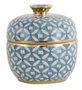 DKD Home Decor Tibor de Porcelana Azul y Dorado 18,5x18,5x20 cm