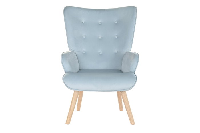 DKD Home Decor Butaca Scandi Azul Celeste Natural 75 x 96 x 67 cm