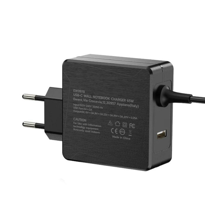 Ewent EW3979 Cargador de Pared 45W USB-C PD y USB-A Negro Ewent EW3979 Cargador de Pared 45W USB-C PD y USB-A Negro