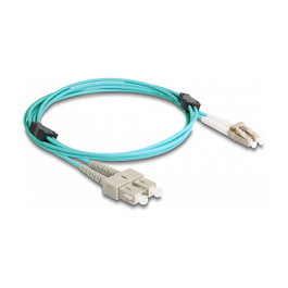 DeLOCK Cable de fibra óptica OM3 LC Duplex a SC Duplex con armadura metálica, 2 m