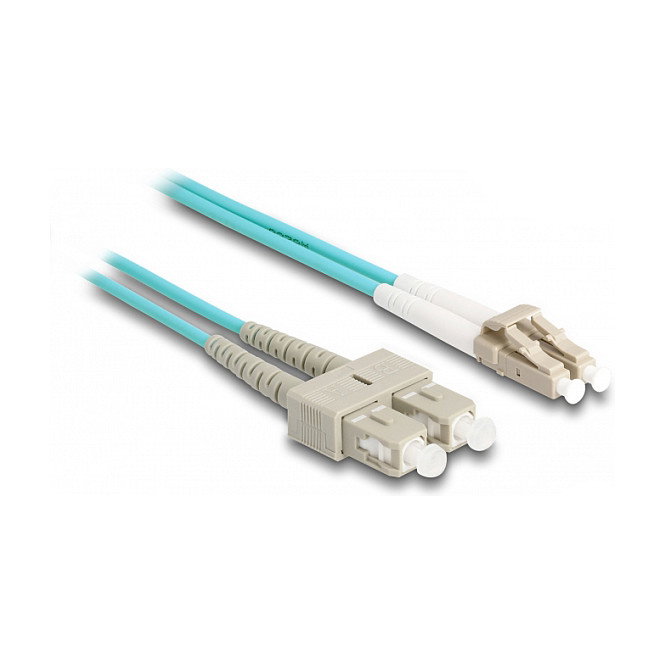 DeLOCK Cable de fibra óptica OM3 LC Duplex a SC Duplex con armadura metálica, 2 m