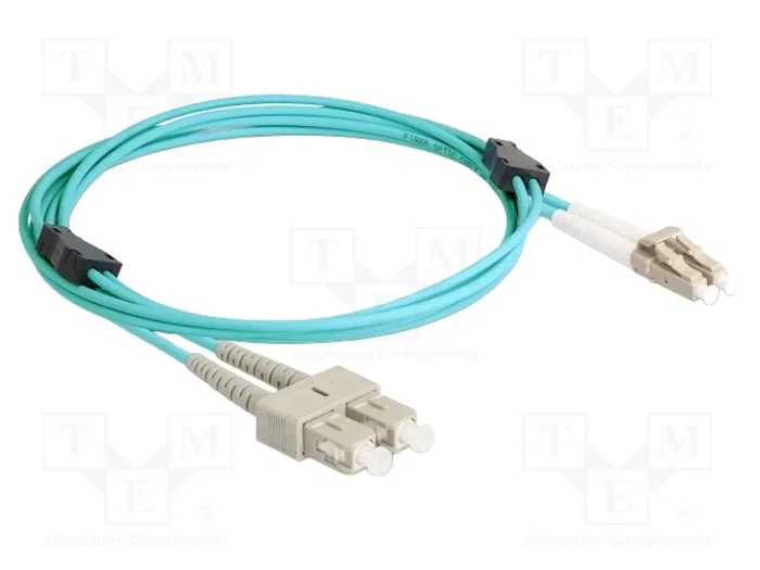 DeLOCK Cable de fibra óptica OM3 LC Duplex a SC Duplex con armadura metálica, 2 m