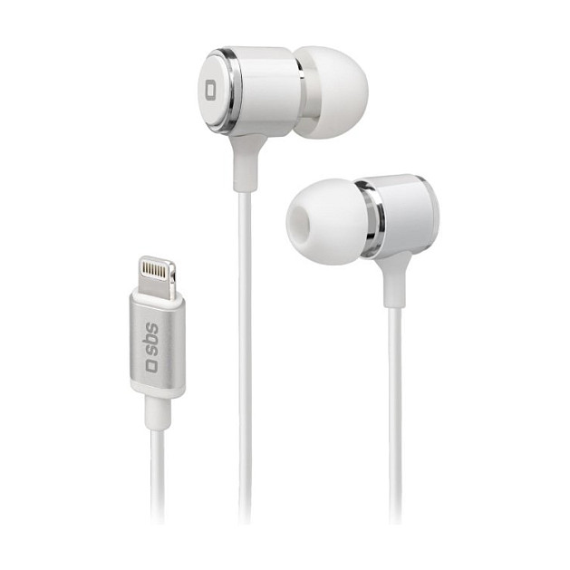 SBS TEINEARLIGHTW Auriculares Intraaurales In-Ear con Conector Lightning para iPhone/iPad - 1.2 m, Blanco, 20-20000 Hz, 32 Ohm
