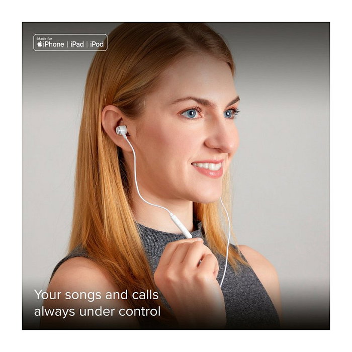 SBS TEINEARLIGHTW Auriculares Intraaurales In-Ear con Conector Lightning para iPhone/iPad - 1.2 m, Blanco, 20-20000 Hz, 32 Ohm